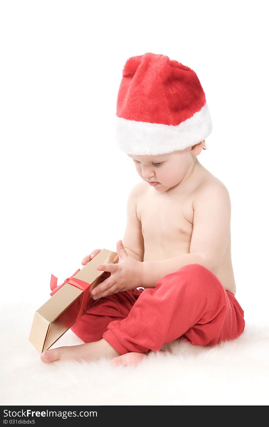 Santa claus baby in studio in christmas time