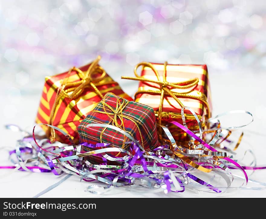 Christmas bright background with boxes. Christmas bright background with boxes