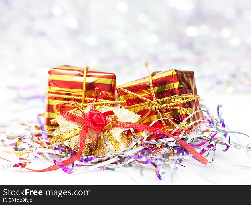 Christmas bright background with boxes. Christmas bright background with boxes