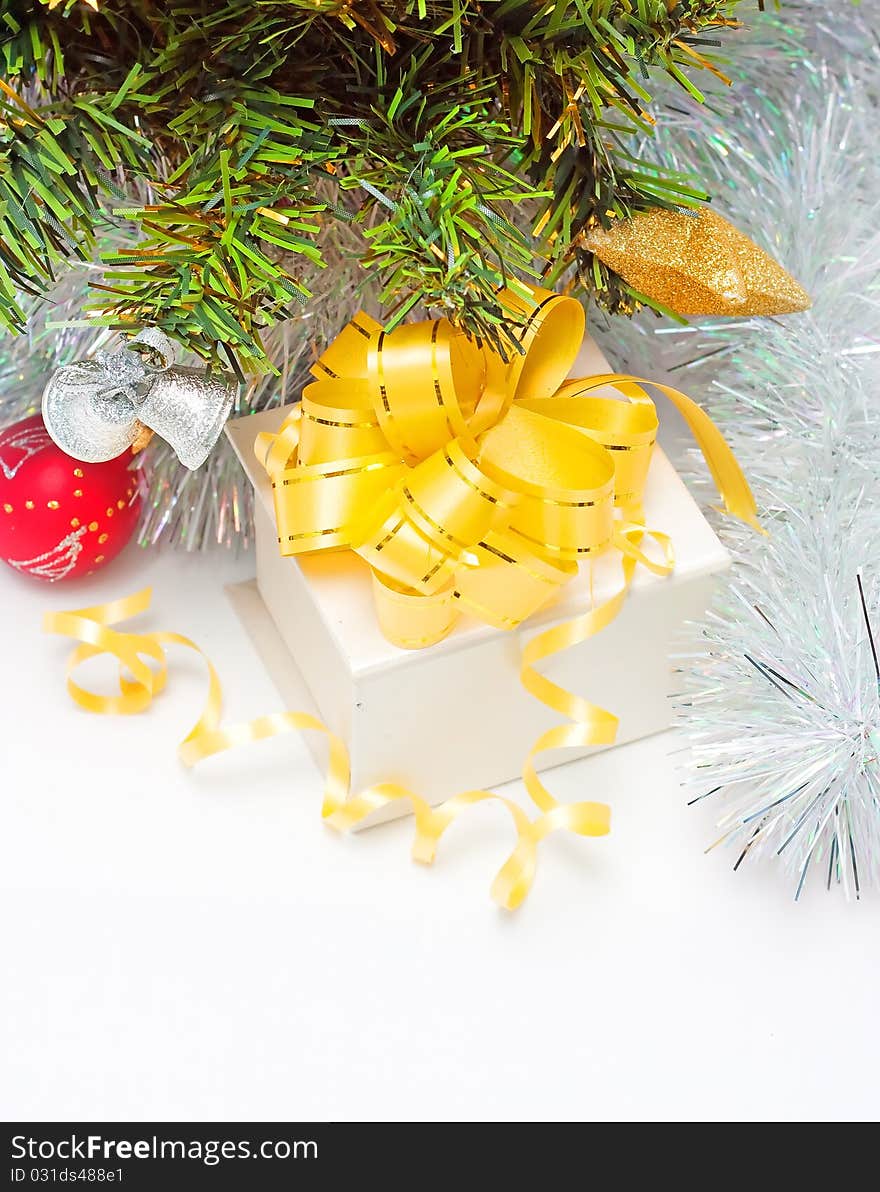 Gift box under the christmas tree. Gift box under the christmas tree