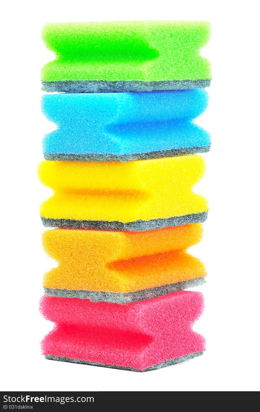 Tower of colorful sponges