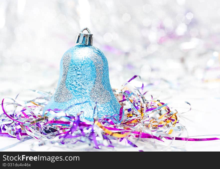 Blue Christmas bell on christmas background