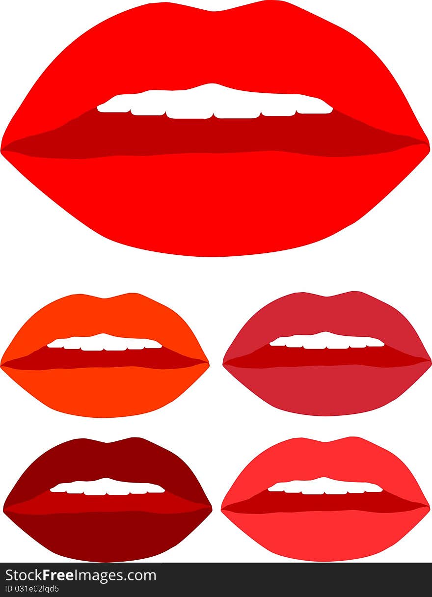 Kiss lips color  with white teeth