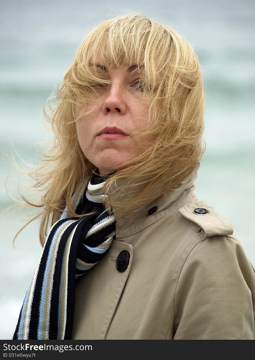 Woman on sea shore