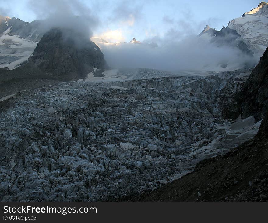 Thawing of glaciers in mountains of Asia. Thawing of glaciers in mountains of Asia