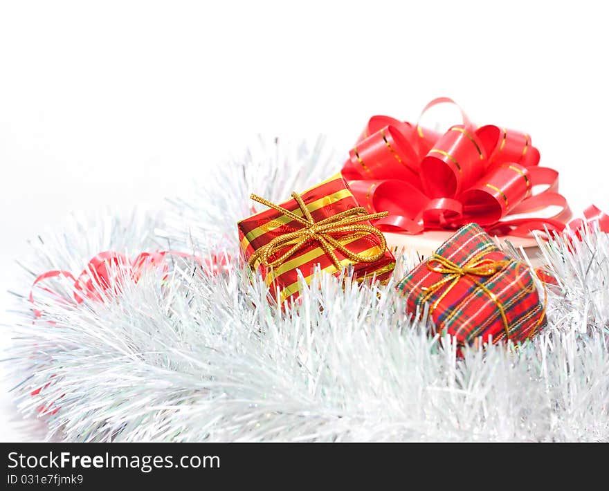 Gift boxes on christmas background