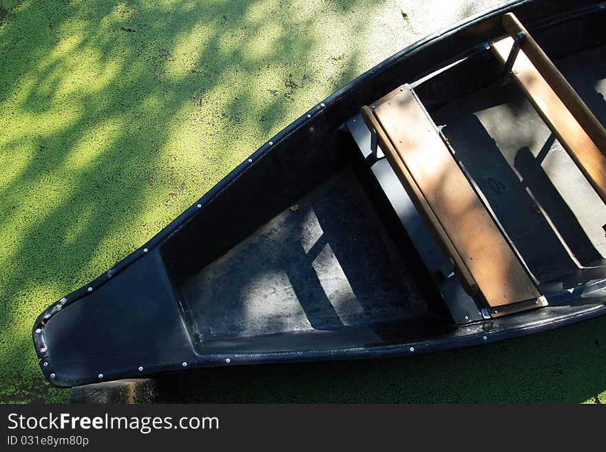 Boat in marais poitevin france (poitou charente)