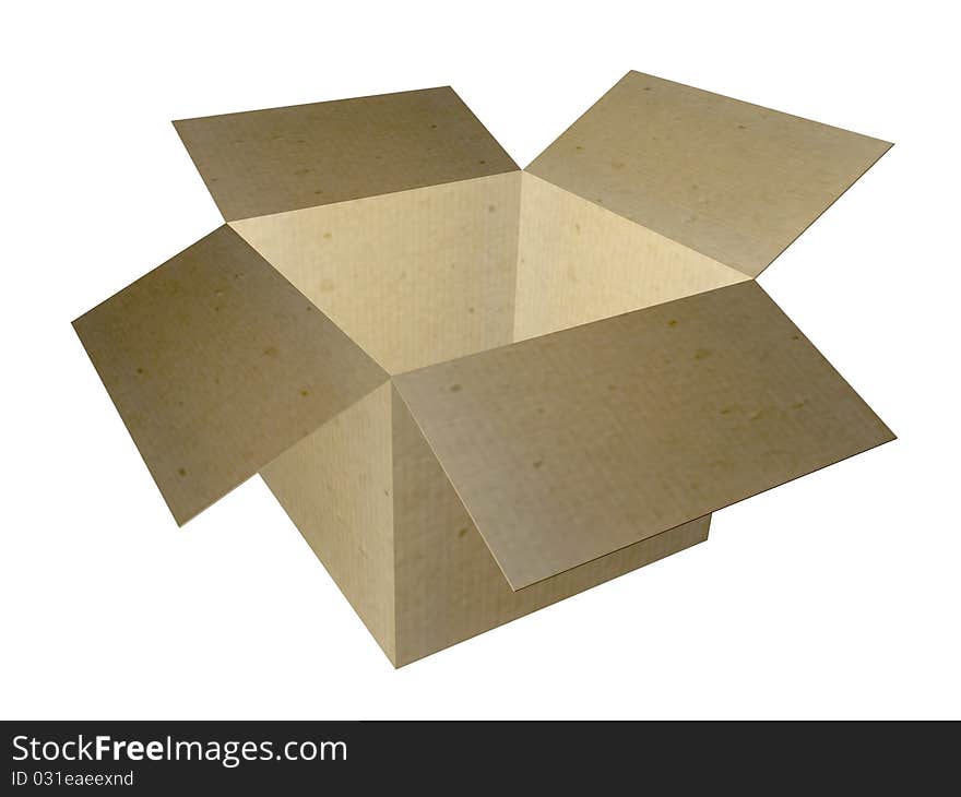 Cardboard Box with lid opened. Isolated on white background. Cardboard Box with lid opened. Isolated on white background.