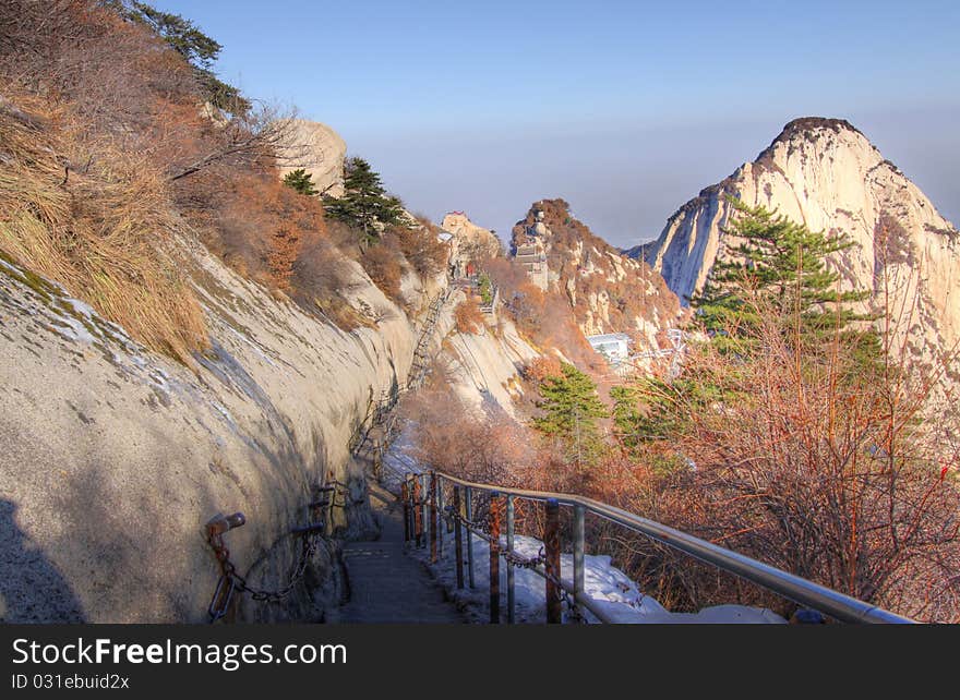 The road to the north peak of mount huashan. The road to the north peak of mount huashan