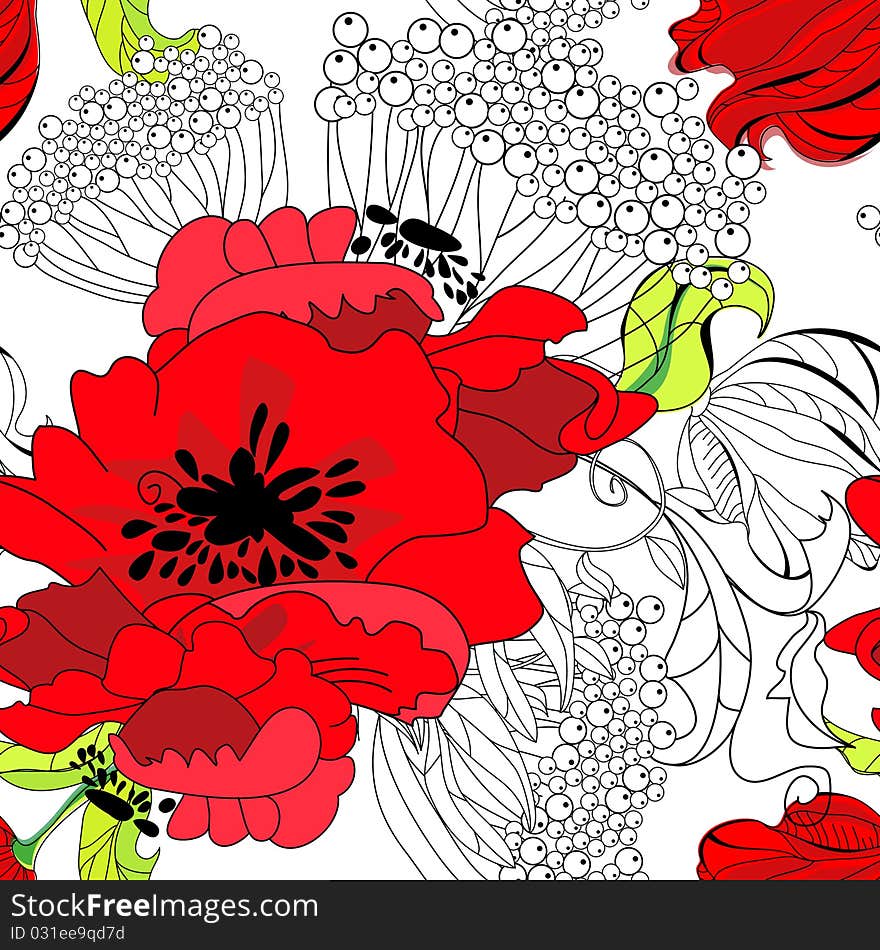 Floral seamless wallpaper. Universal template for greeting card, web page, background