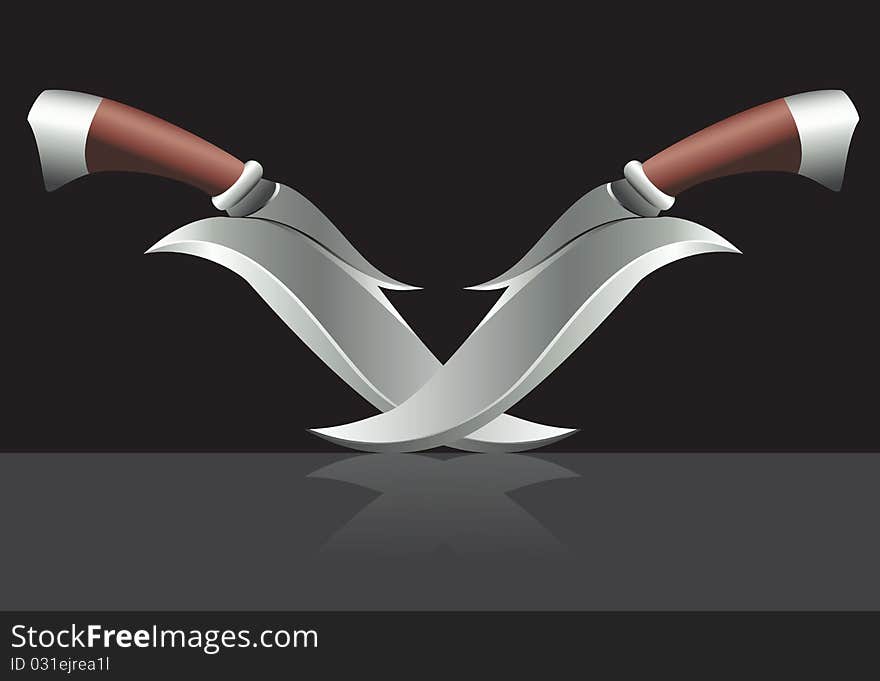 Two daggers isolated on black background