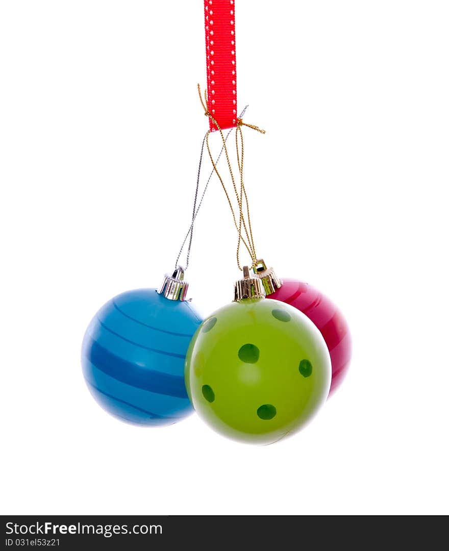 Three colorful modern christmas balls