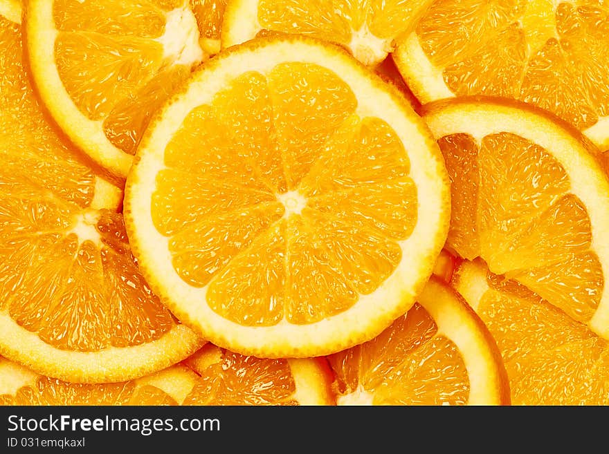 Close up with slice of orange. Close up with slice of orange