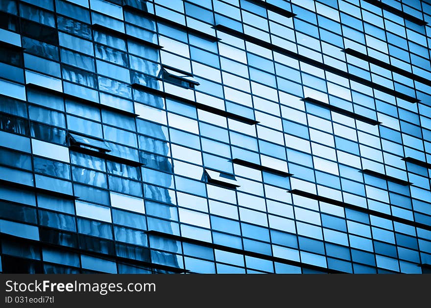 Detail with skyscraper glass windows