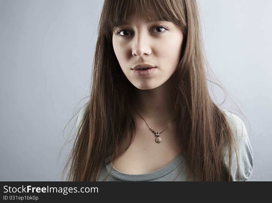 Portrait of lovely teenager girl. Photo.