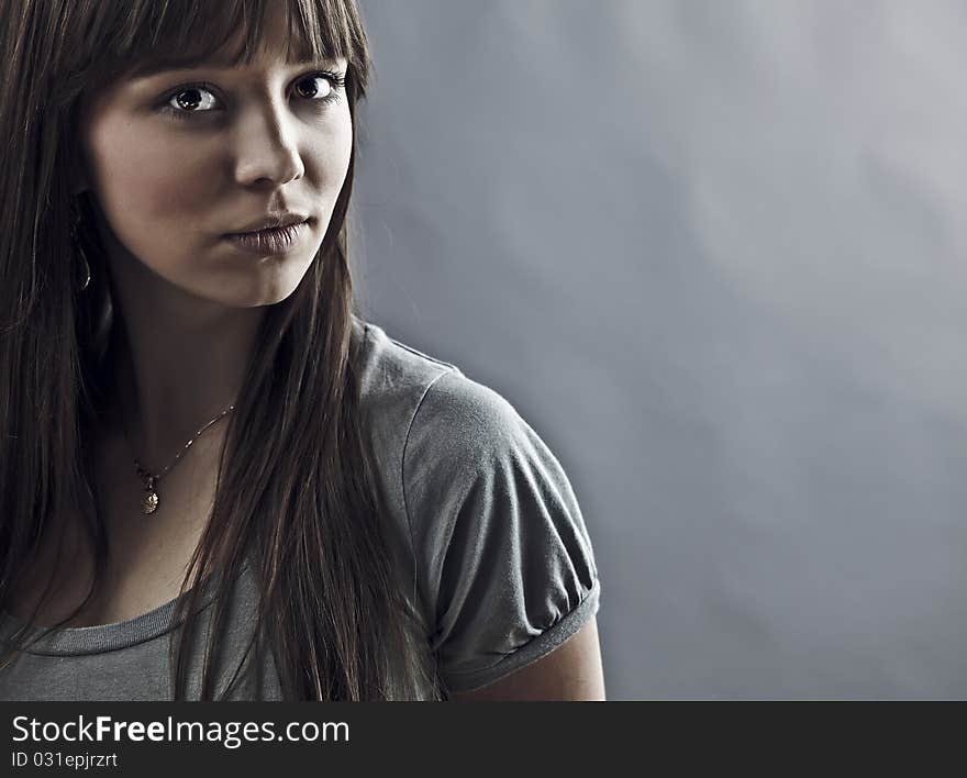 Portrait of lovely teenager girl. Photo.