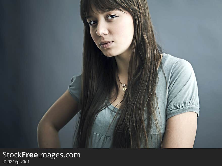 Portrait of lovely teenager girl. Photo.