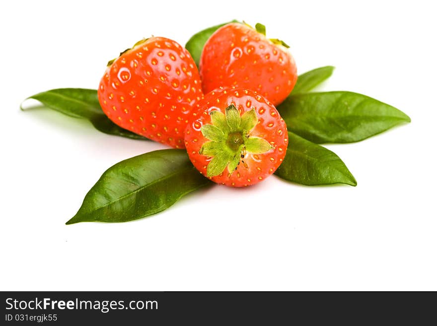 Strawberries on white background