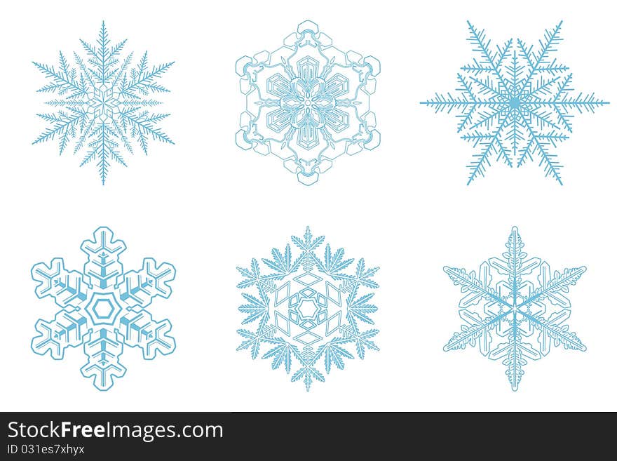 Snowflakes set of 6 pieces