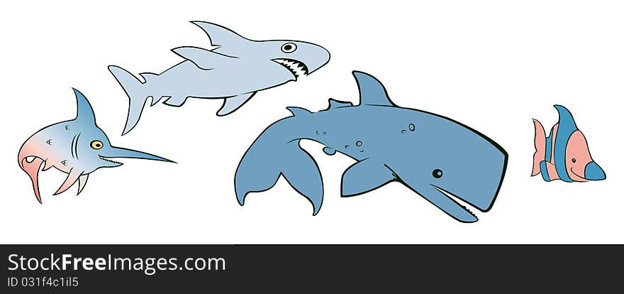 An collection of Marine Animals in a Vector format. An collection of Marine Animals in a Vector format