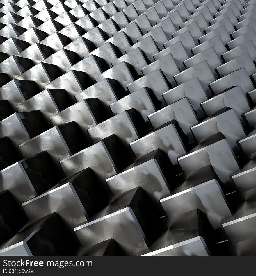 Metal cube abstract background 3D render bitmap