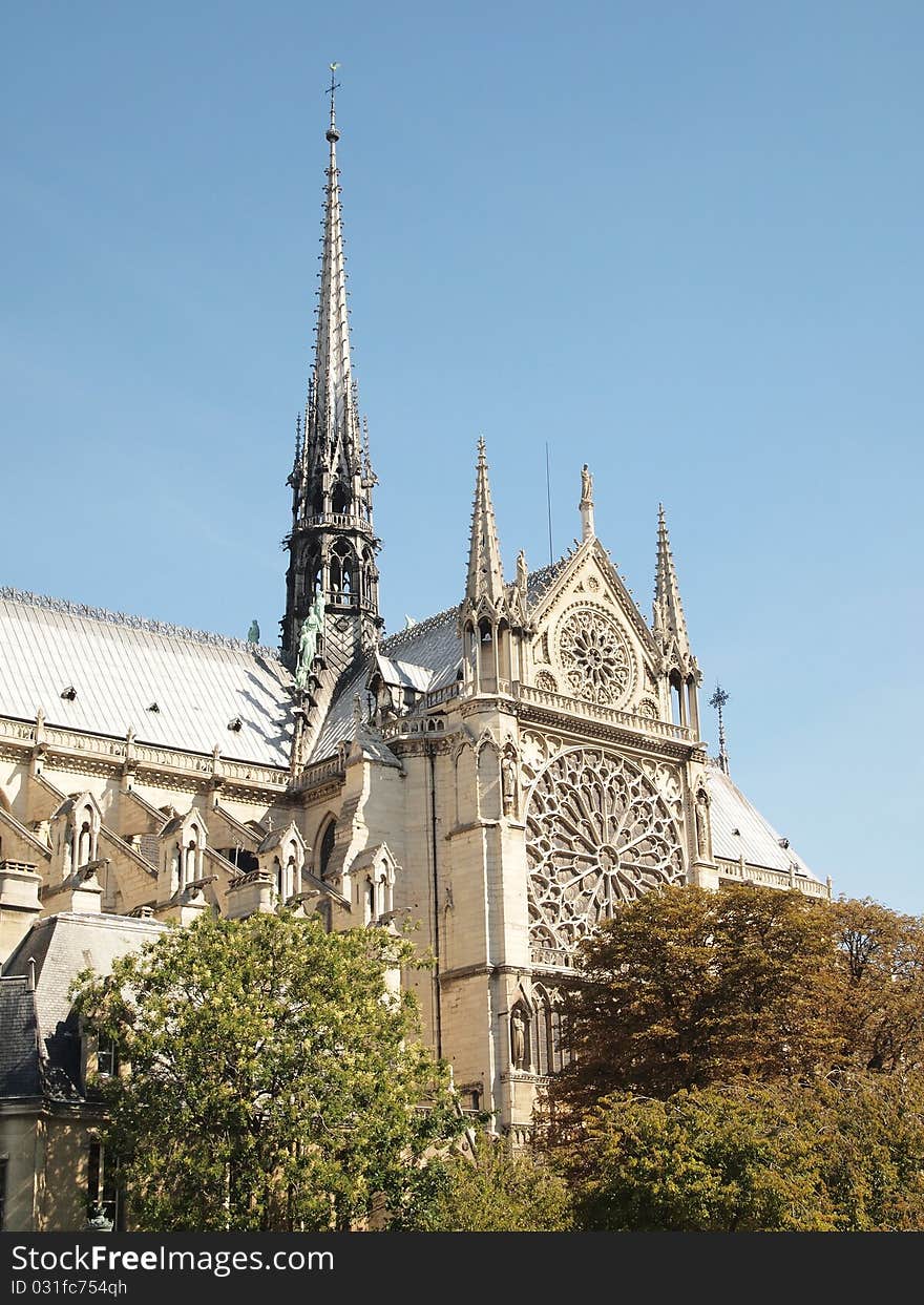 Side view of The Seine of Notre Dame de Paris France. Side view of The Seine of Notre Dame de Paris France