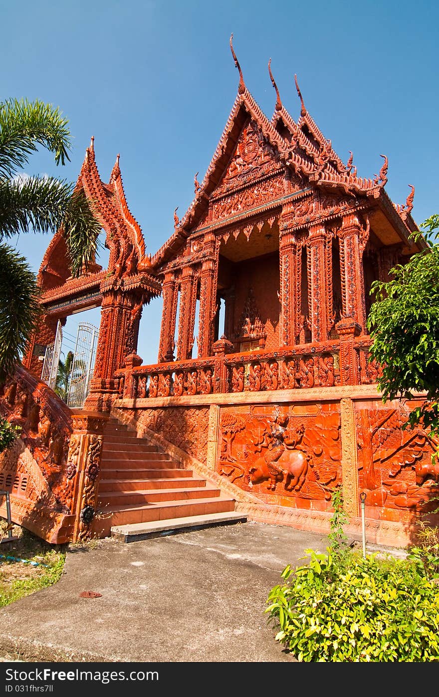 Beautiful church decorated from terra-cotta at Thai temple, Thailand. Beautiful church decorated from terra-cotta at Thai temple, Thailand.