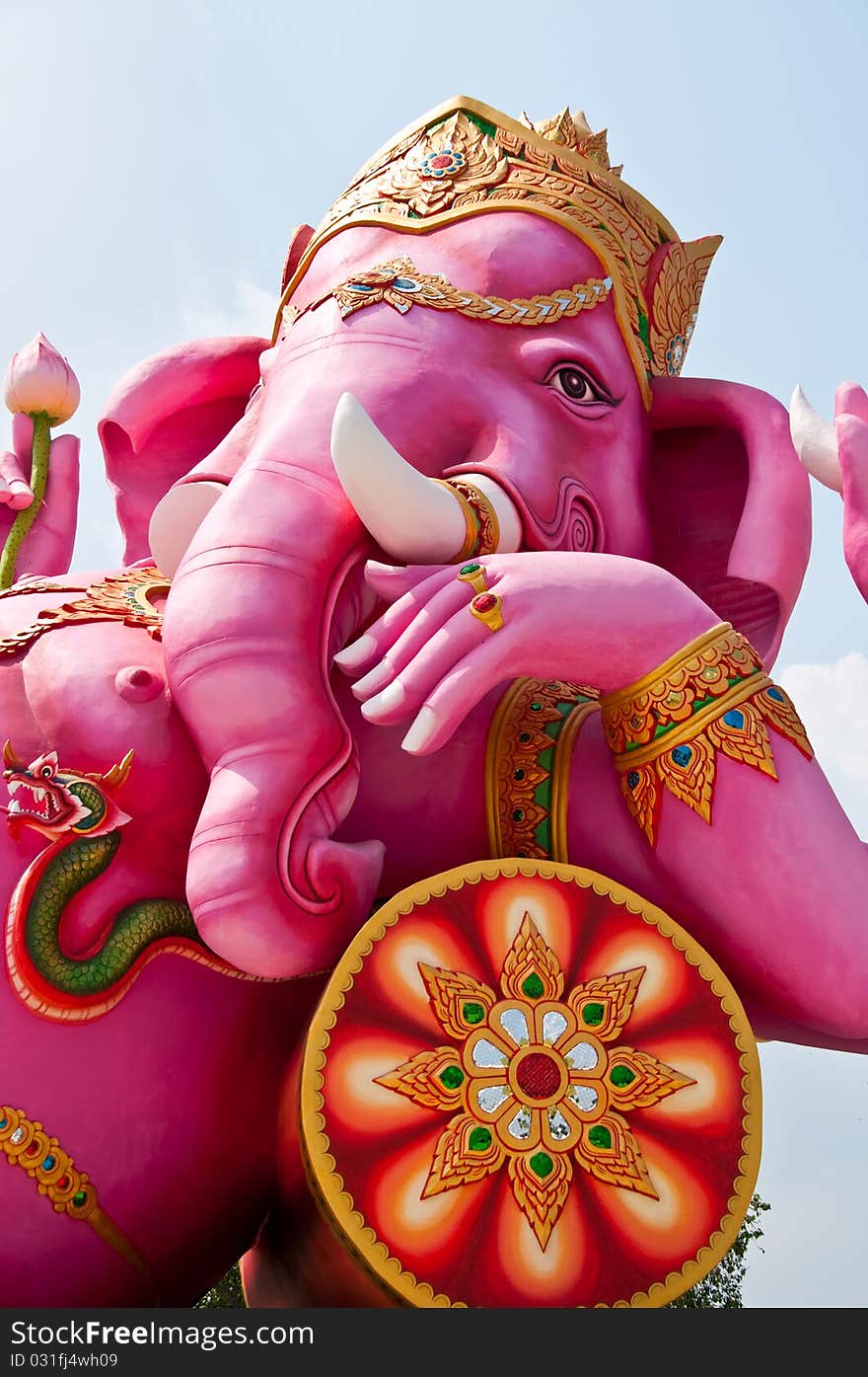 Head shot of ganesha statue, Thailand.