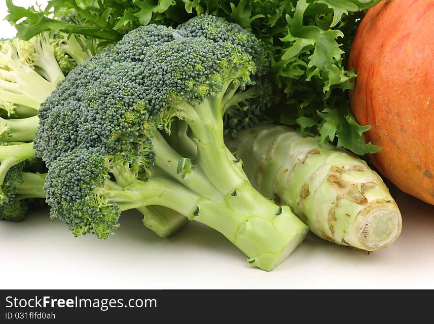 Set of different vegetables isolated on the white background