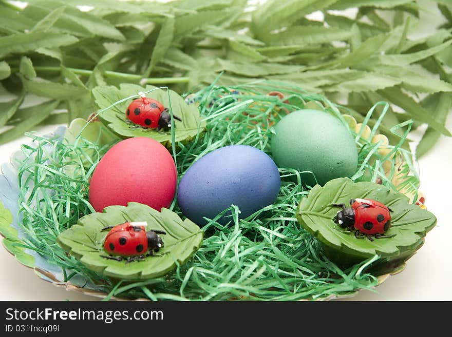 Easters Eggs And Ladybirds