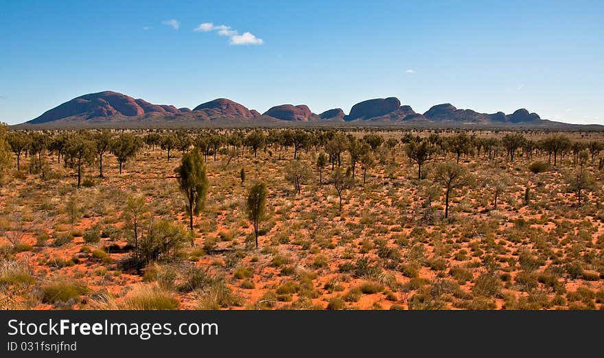 Panoramic view of Kata Tjuta, australian red center