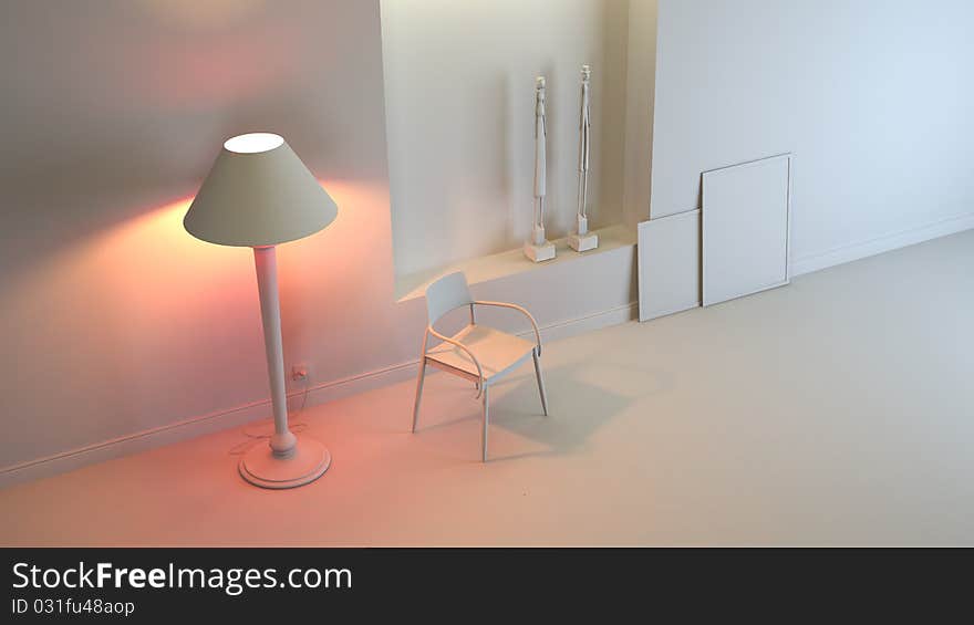 A modern 3d interior composition