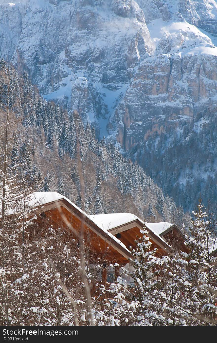 Mountain landscape in wintertime.