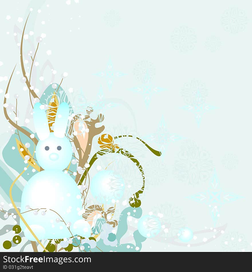 Winter background. Snowman. Composition in blue tones. Winter background. Snowman. Composition in blue tones.