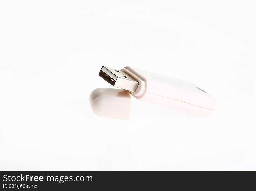 A USB flash drives on white background