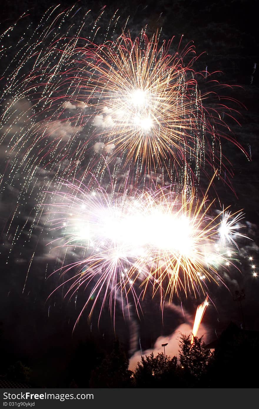 Colorful Fireworks at night sky with black background