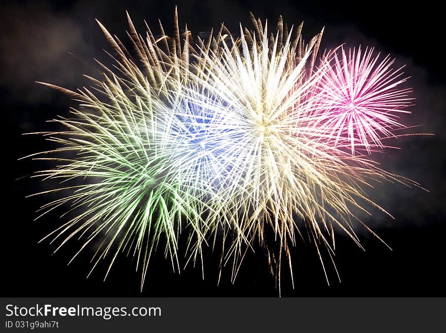 Colorful Fireworks at night sky with black background