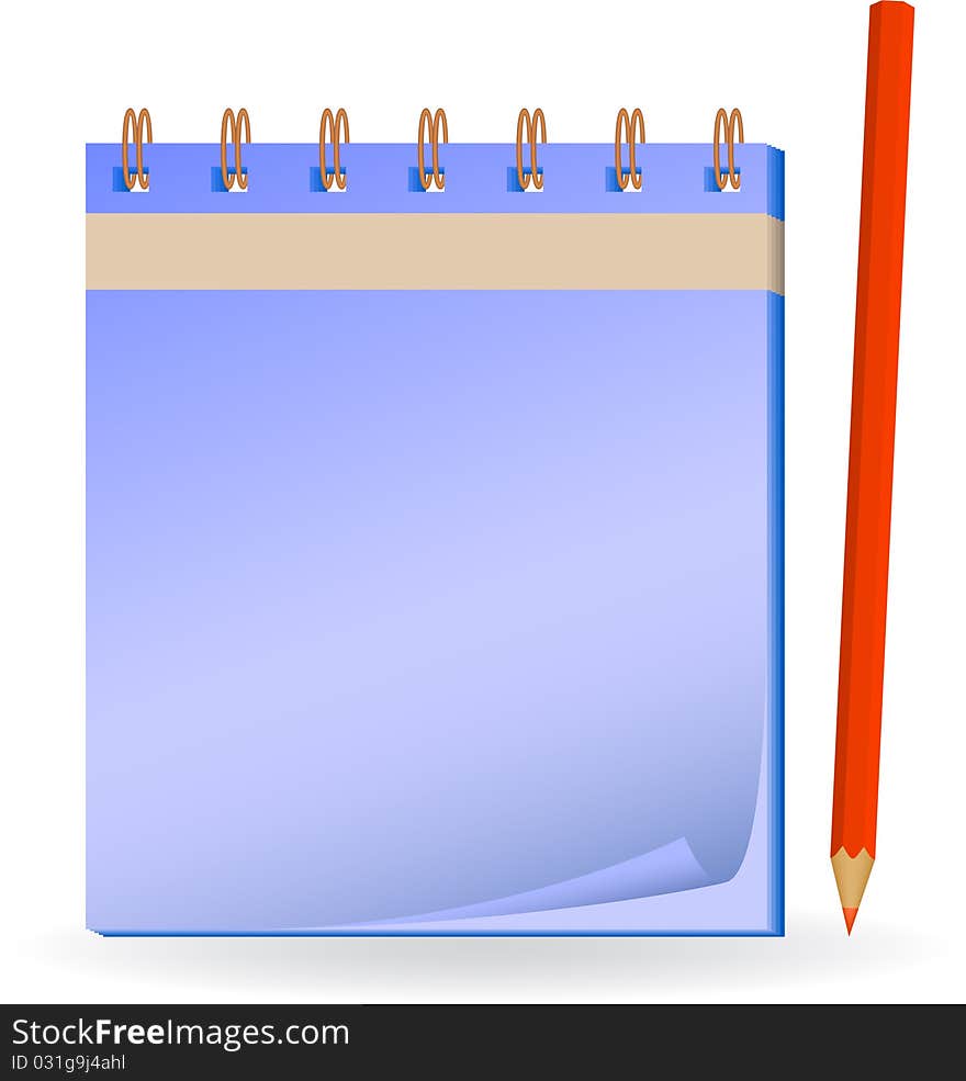 Notepad with pencil.