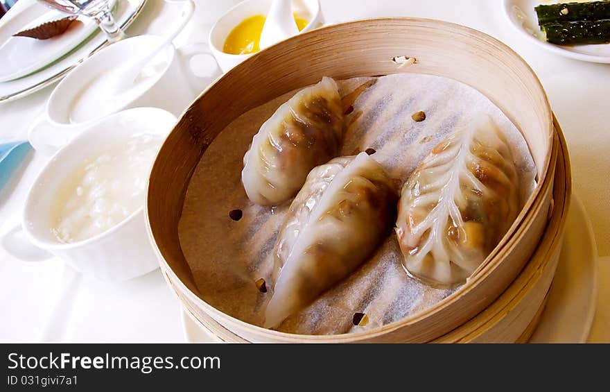 Steamed dumplings , the most popular chinese food.