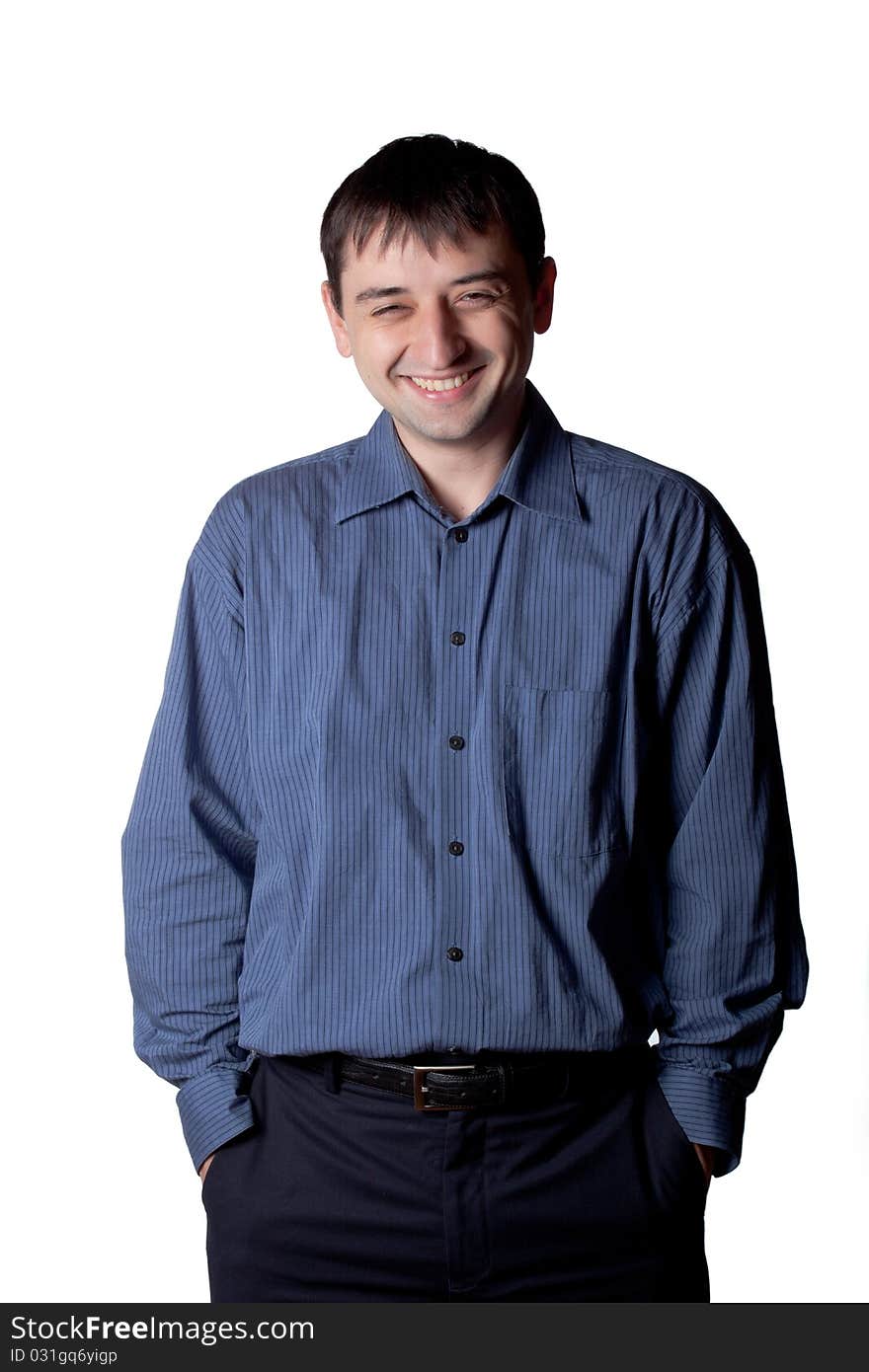 Young man posing on white background