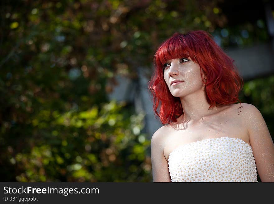 Pretty woman posing in forest. Pretty woman posing in forest