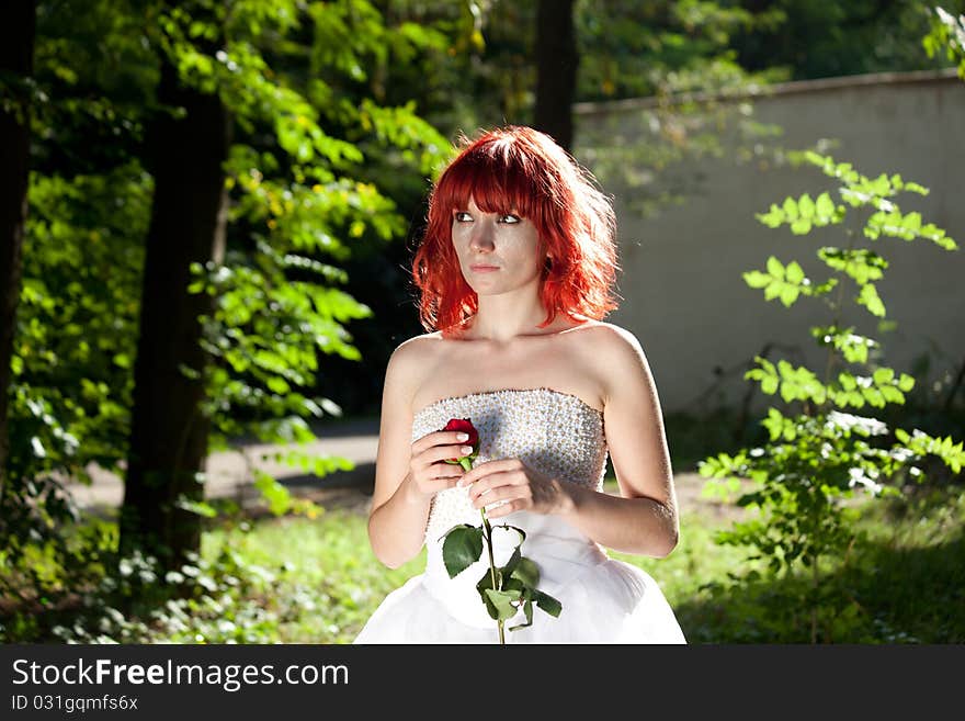 Pretty woman posing in forest. Pretty woman posing in forest