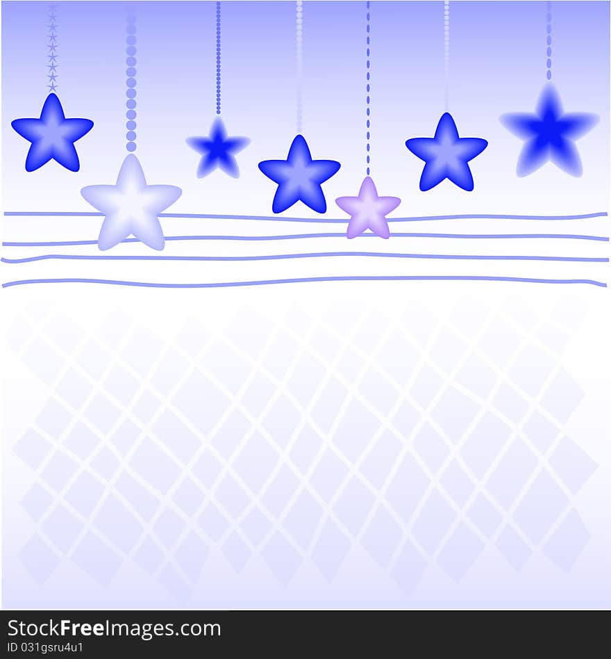 Blue Christmas star on the checkered background. Blue Christmas star on the checkered background