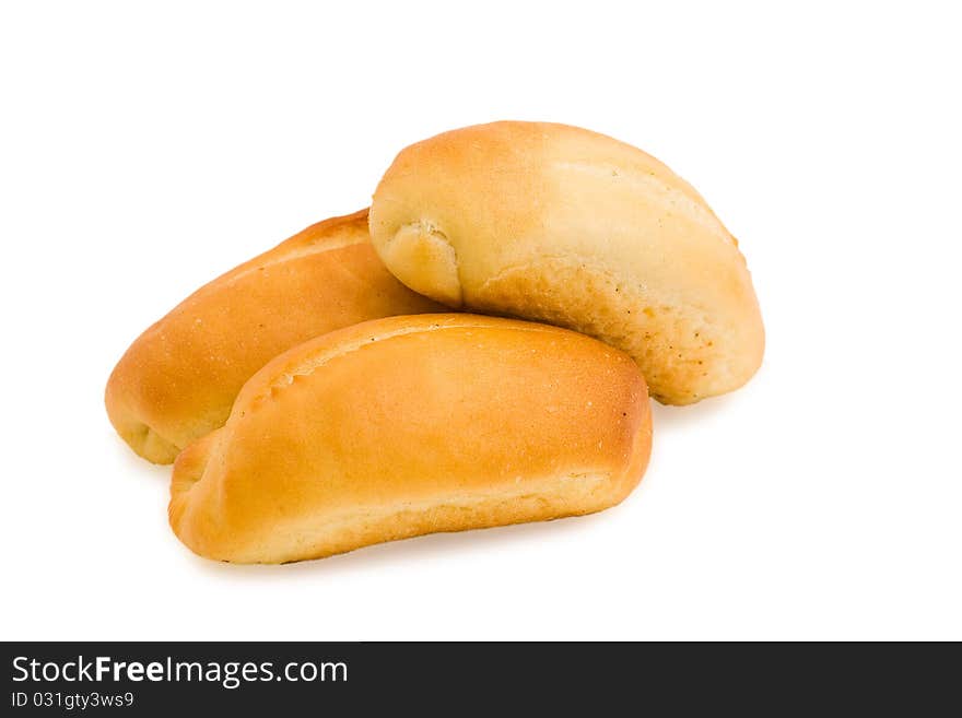 Fresh baguette on white background