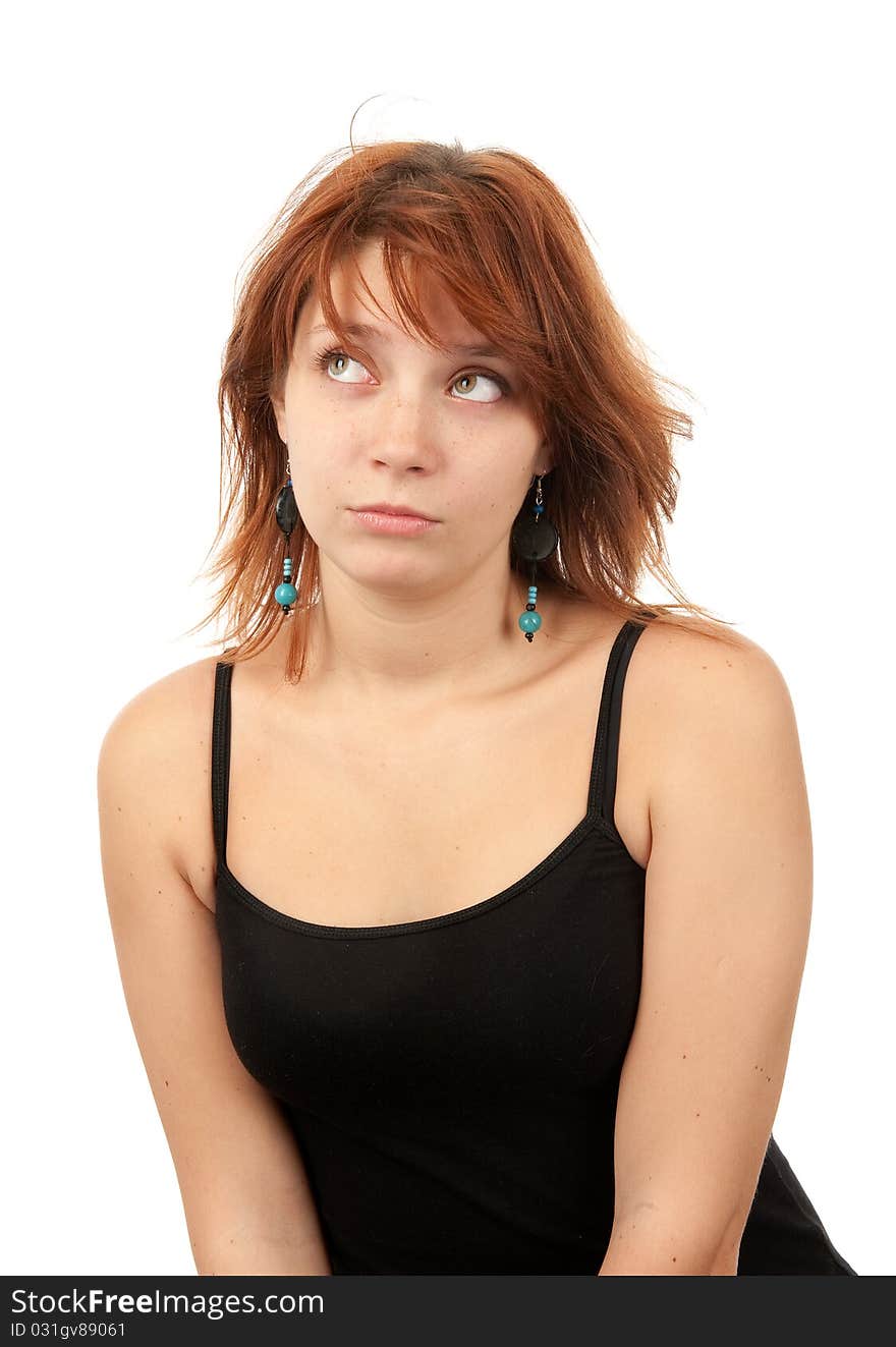 Young disappointed woman looking away