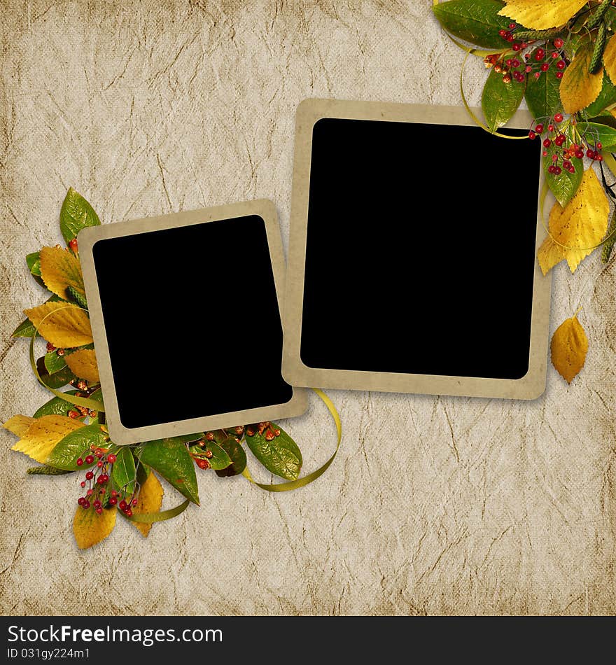 Card for the holiday with autumn leaves on the abstract background. Card for the holiday with autumn leaves on the abstract background