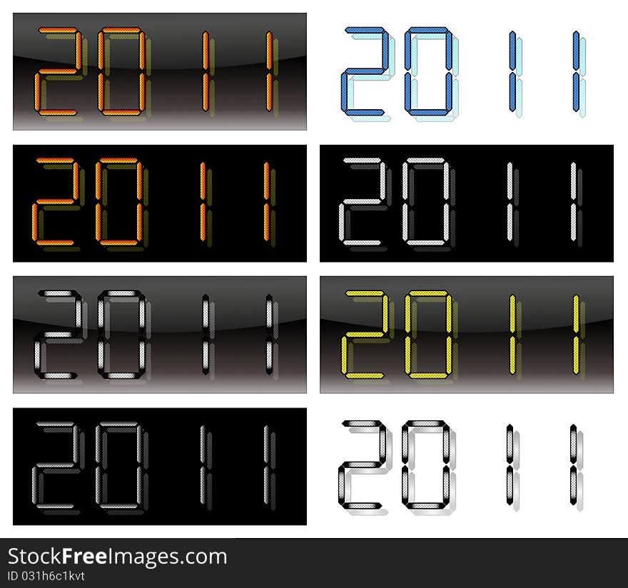 2011 logo, digital numbers on a various backgrounds