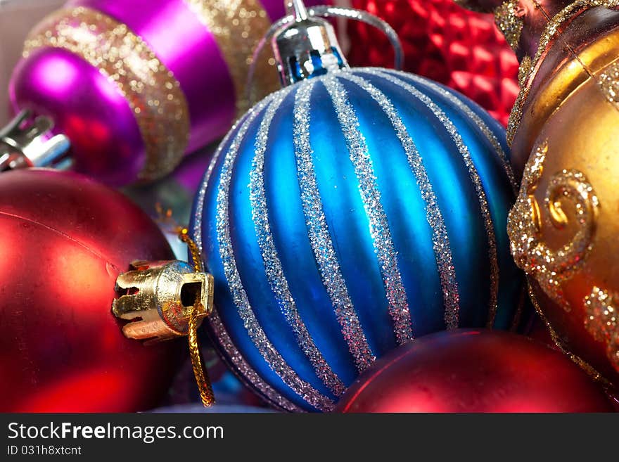 A heap of colorful christmas decorations