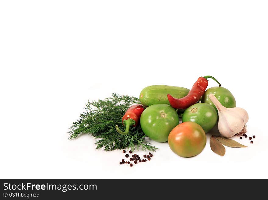 Vegetables for canning isolated on white