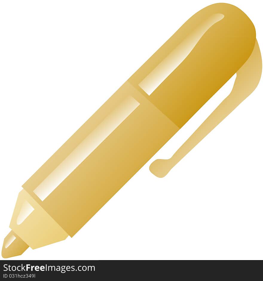 Vectors illustration shows the golden pen. Vectors illustration shows the golden pen